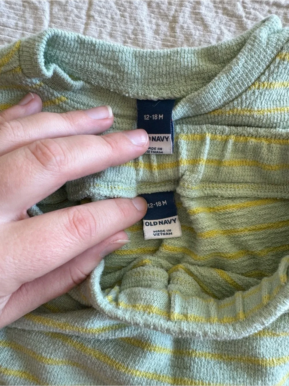Old Navy Mint and Yellow Striped Knit Baby Set - summer